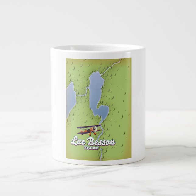 Lac Besson Frankrike kart resa affisch Jumbo Mugg (Framsidan)