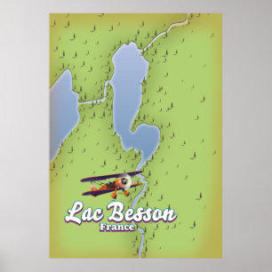 Lac Besson Frankrike karta reseaffisch Poster