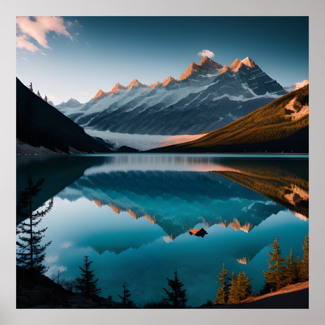 Lac Blanc Sjö, färglöst sommarpanorama Poster (Framsidan)