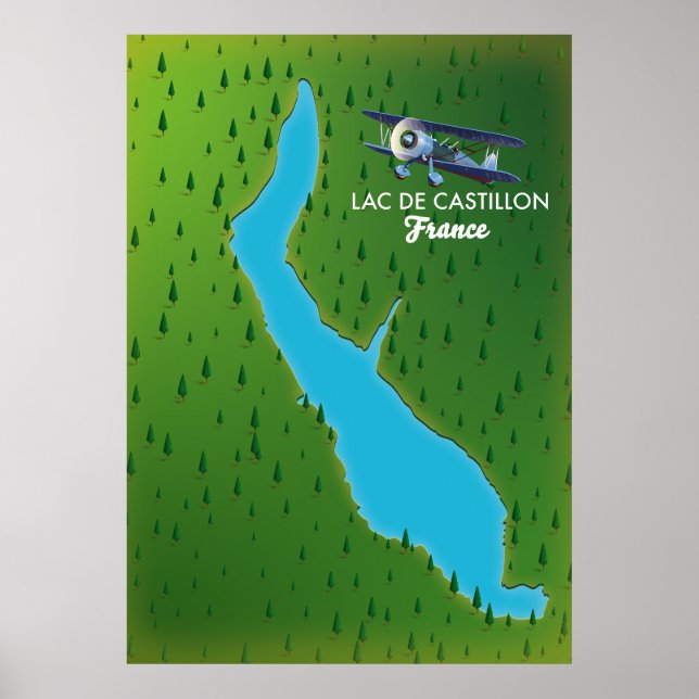Lac de Castillon Frankrike karta Poster (Framsidan)