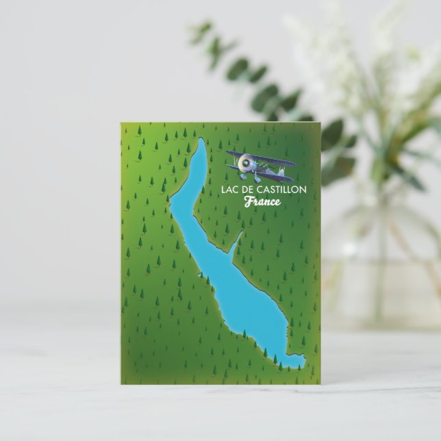 Lac de Castillon Frankrike karta Vykort (Stående Fram)