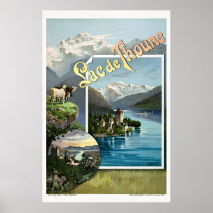 Lac de Thoune Schweiz Vintage Poser 1893 Poster