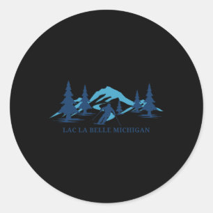 Lac La Belle Michigan Ski Resort Skiing Skier Runt Klistermärke
