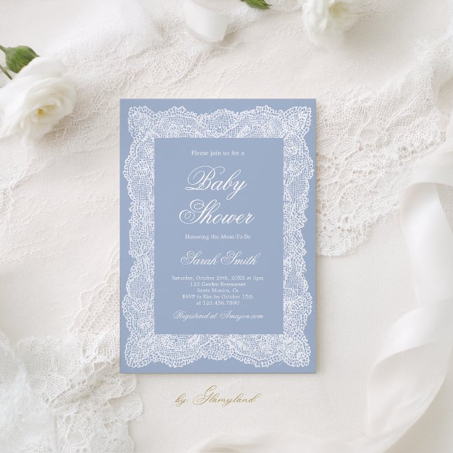 Lace Baby Shower Boy Inbjudningar (Skapare uppladdad)