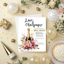 Lace & Champagne Bridal Shower Invitation Inbjudningar