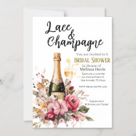 Lace & Champagne Bridal Shower Invitation Magnetisk Inbjudningskort