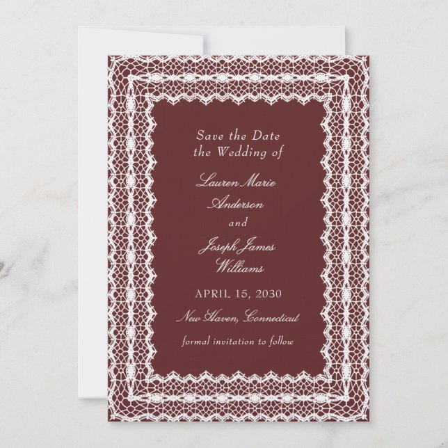 Lace Doily Vintage Style Photo Wedding Spara Datumet (Framsida)