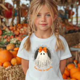 Lace Ghost in Orange Bow Ornate Frame Design T Shirt