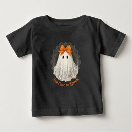 Lace Ghost in Orange Bow Ornate Frame Design T Shirt