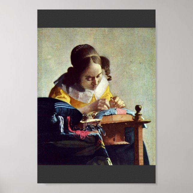 Lacemaker, Français La Dentelière, av Vermeer Poster (Framsidan)