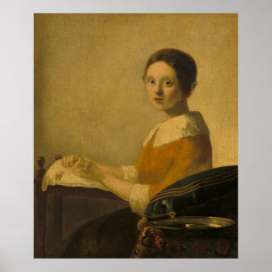 Lacemaker - Vermeer-Stil Porträtt Poster