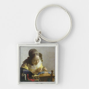 Lacemakeren, 1669-70 fyrkantig silverfärgad nyckelring