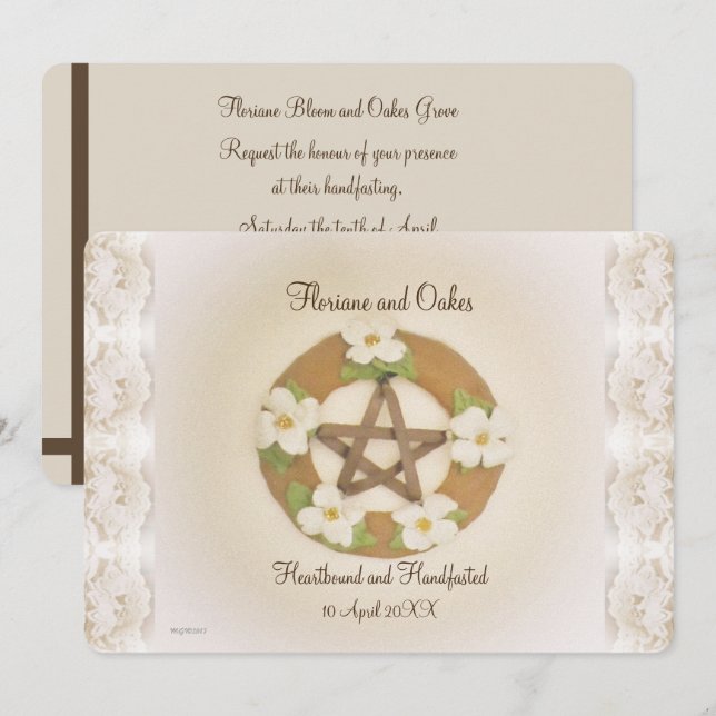 Lacey Dogwood Pentacle Handfixing Inbjudningar (Fram/baksida)