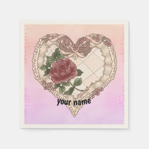Lacey Ribbon Heart napkins Pappersservett