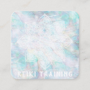 *~* Lacey White Mandala Blue Rosa Gult Pastel Fyrkantigt Visitkort