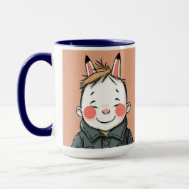 Lächelnder Junge mit Hasenohren Kindliche Freude  Mugg