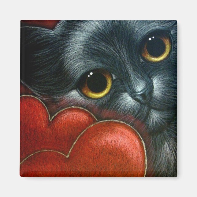 LACK CAT VALENTINE Magnet (Framsidan)