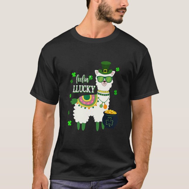 Lack St patrick's day Feelin'Lucky Manar W T Shirt (Framsida)