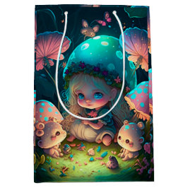 Läcka, söta älvar leker under svampgåspåse