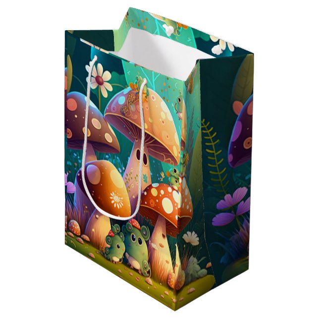 Läcka, söta älvar leker under svampgåspåse (Framsidan Vinklad)