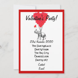 Läckande elefantvalentineser party inbjudningar