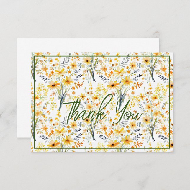 Läckande mårdblommor av gult vår tack kort (Fram/baksida)