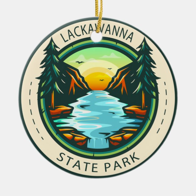 Lackawant State Park Pennsylvania Badge Julgransprydnad Keramik (Framsidan)