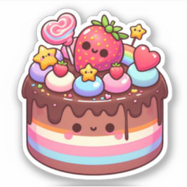 läcker kawaii chokladtårta klistermärken