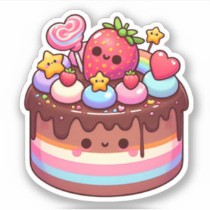läcker kawaii chokladtårta klistermärken