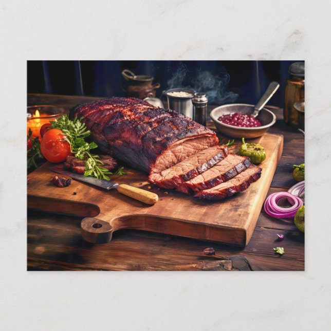 Läcker knastrande BBQ nötköttbringa Vykort (Framsida)