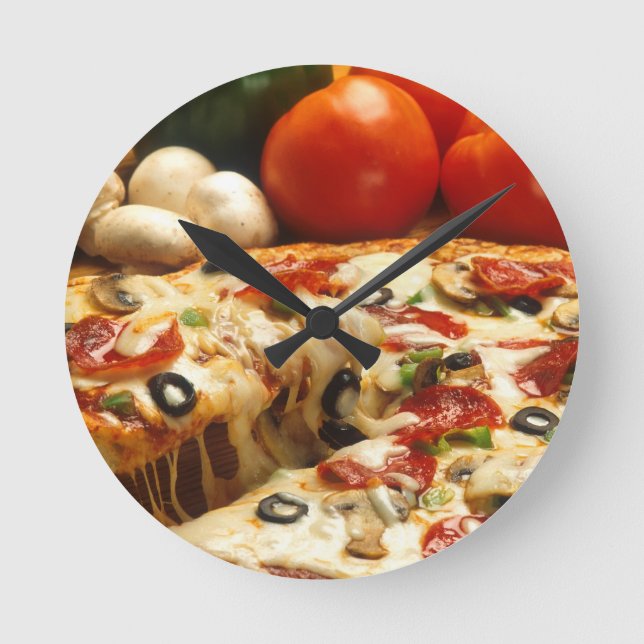 Läcker Pizza Rund Klocka (Framsida)