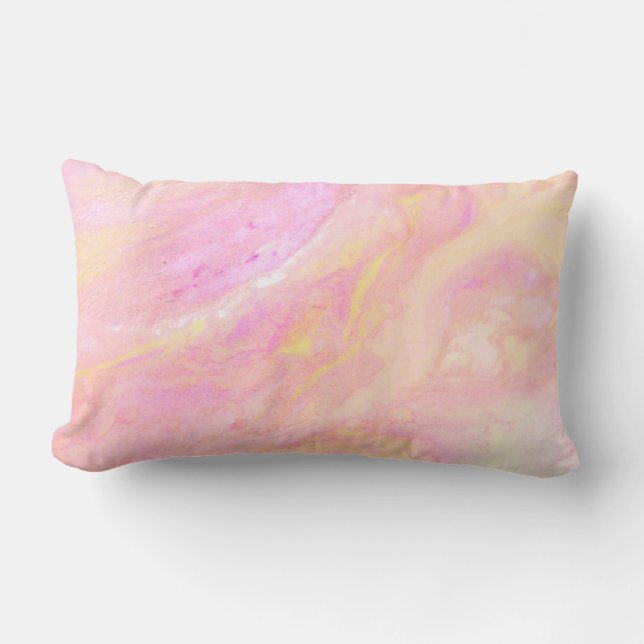 *~* Läcker Rosa Abstrakt Marmor Iridescerande Lumbarkudde (Framsida)