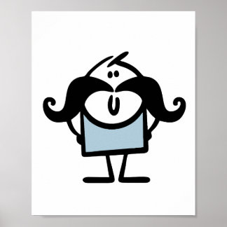 Lackpinne man med mustasch poster