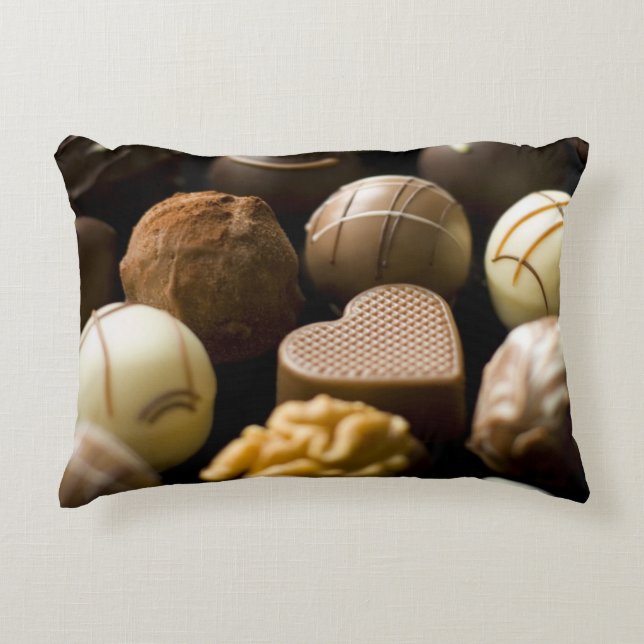 Läckra chokladpralines prydnadskudde (Framsidan)