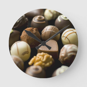 Läckra chokladpralines rund klocka