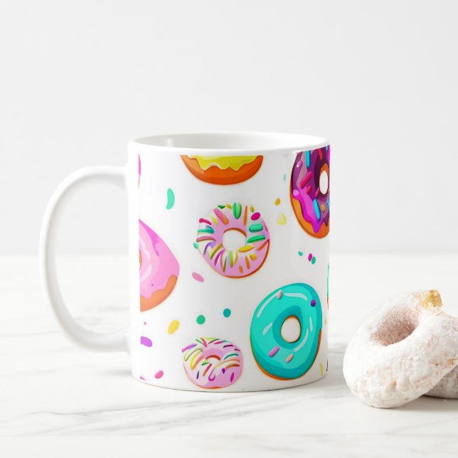 Läckra kräm-munkar mönster kaffemugg (Med munk)