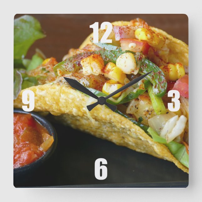 läckra mexicanska Tacos fotograferar Fyrkantig Klocka (Framsida)