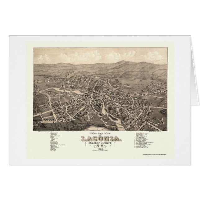 Laconia panorama- karta för NH - 1883 Hälsningskort (Framsidan Horizontal)