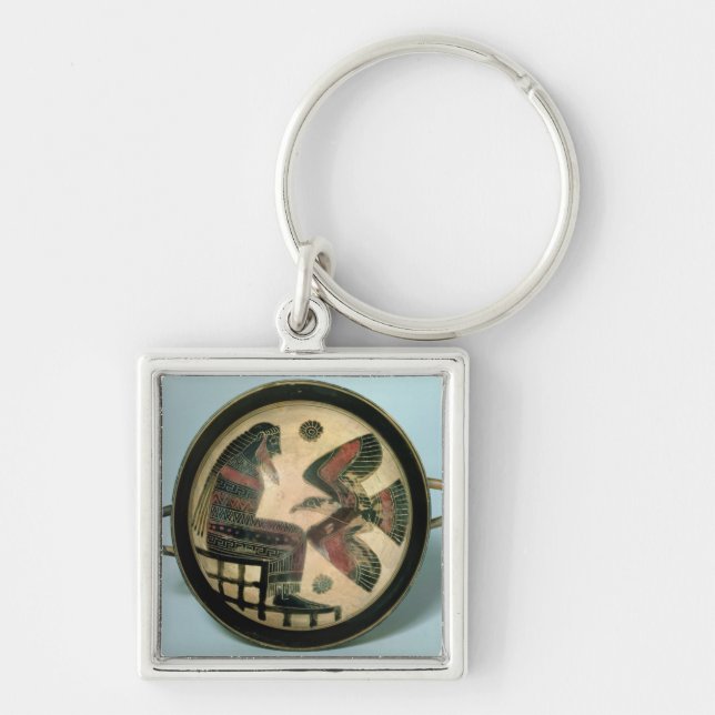 Laconian kopp som visar zeusen och örnen fyrkantig silverfärgad nyckelring (Framsidan)