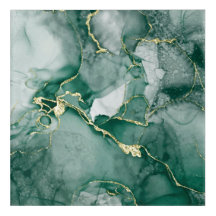 Lacquer Grönt, Guld Abstrakt Acrylic Art