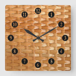 Lacquer Wicker Basketweave Struktur Fyrkantig Klocka