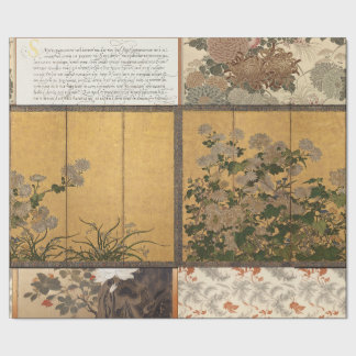 Lacquered Chrysanthemums Coromandel Skärm Presentpapper