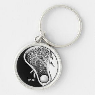 Lacross present med monogram rund silverfärgad nyckelring