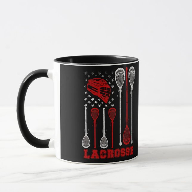 Lacrosse American Flag Lax Sport Mugg (Vänster)