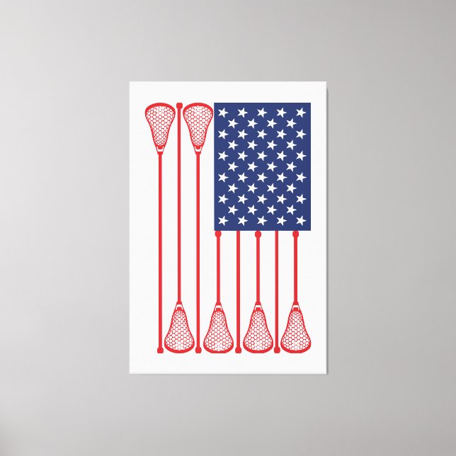 Lacrosse American Flagga Art Canvastryck (Framsida)