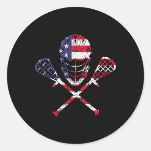 Lacrosse American Flagga Helmet Sticks Manar Tee 4 Runt Klistermärke