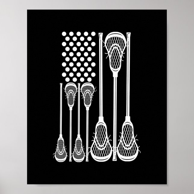 Lacrosse American Flagga Kor Lacrosse Sticks manar Poster (Framsidan)