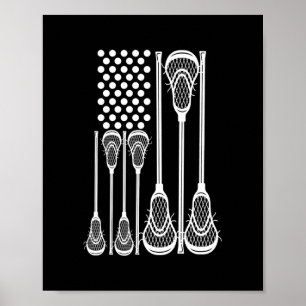 Lacrosse American Flagga Kor Lacrosse Sticks manar Poster