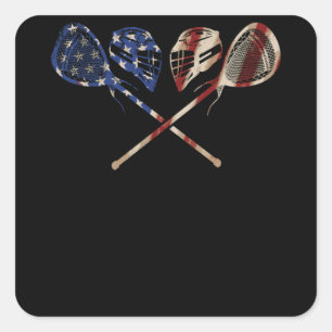 Lacrosse American Flagga Lax Helmet Sticks 4 juli Fyrkantigt Klistermärke