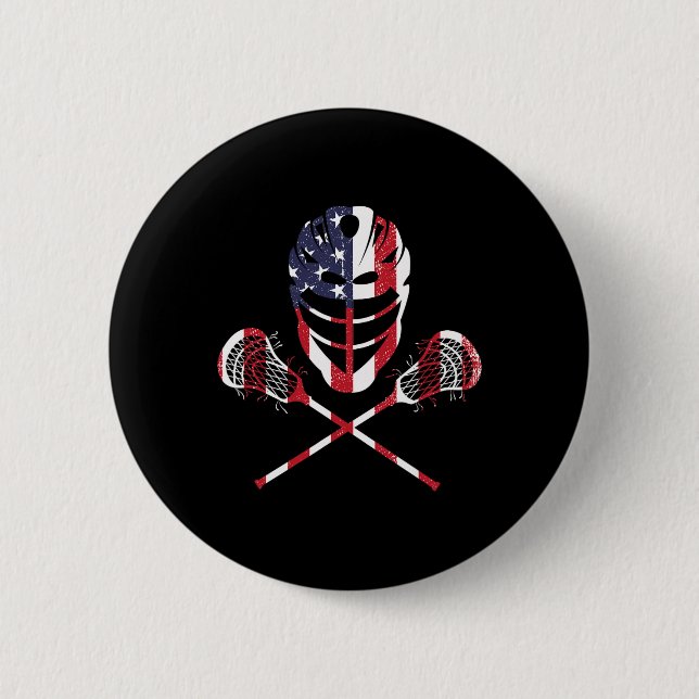 Lacrosse American Flagga Lax Helmet Sticks 4th Ju Knapp (Framsida)